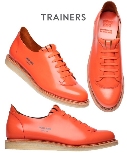 modern english shoes made in UK orange trainers